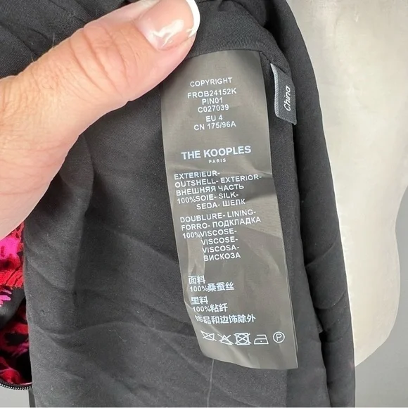 The Kooples Firework Silk Faux Wrap Dress Red Black 4 - Picture 7 of 8